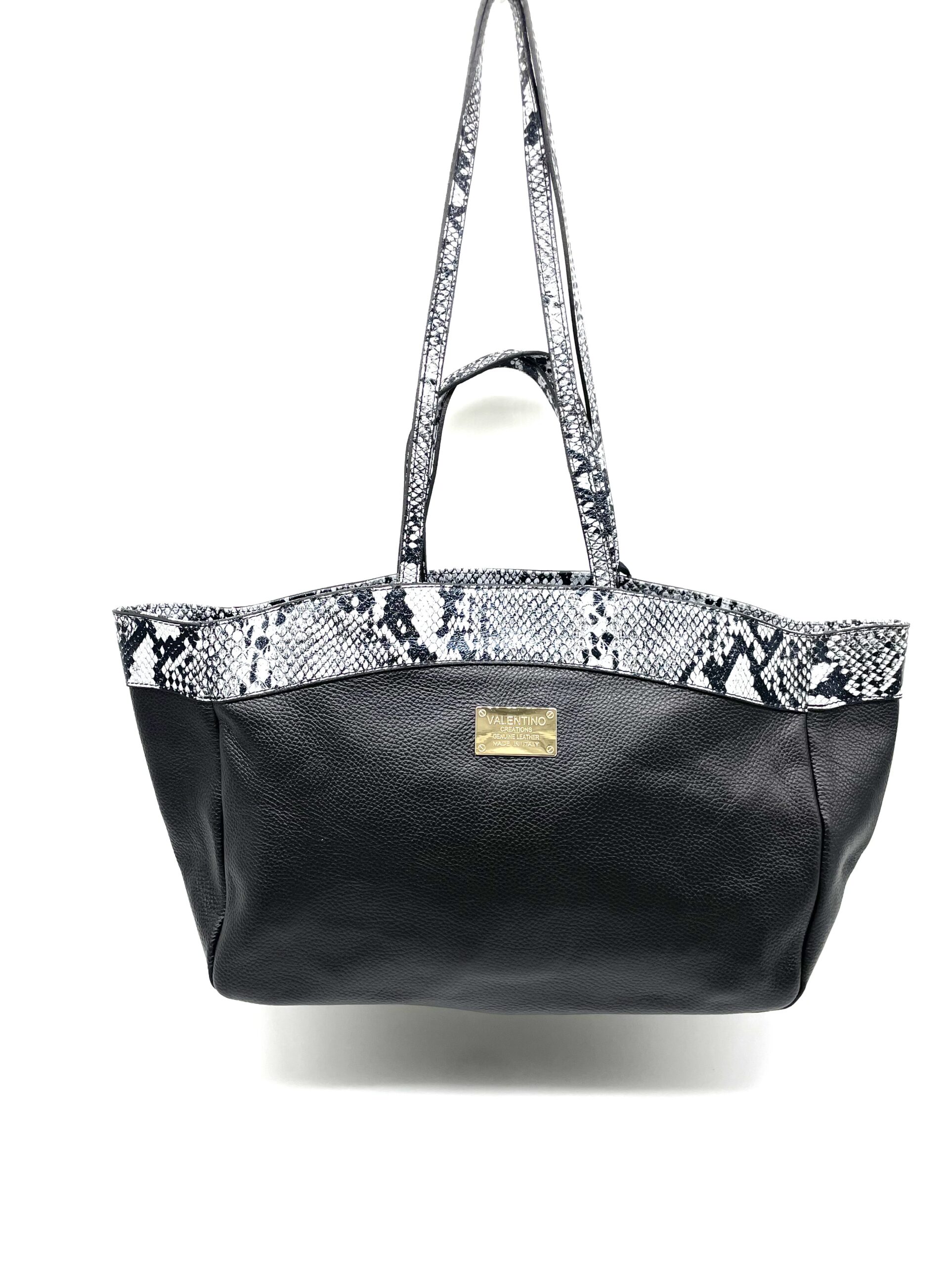 Τσάντα Ώμου 2309261 VALENTINO CREATIONS Γνήσιο Δέρμα Μαύρο-Snake